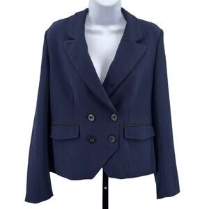Cupcakes and Cashmere Jacket WMNS 4 Navy Blue Double Breasted Blazer Long Sleeve